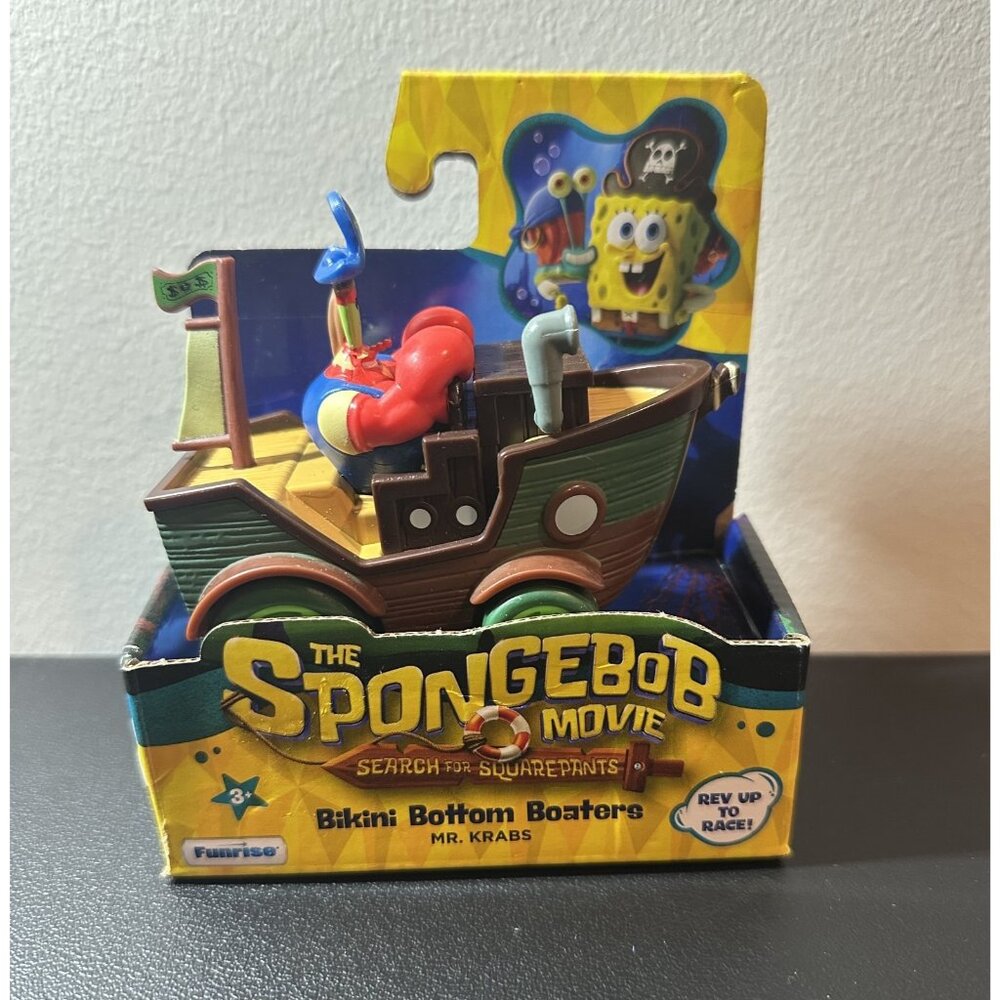 Rare NWT Spongebob Movie Bikini Bottom Boaters MR. KRABS Boxed Toy Figure & Boat